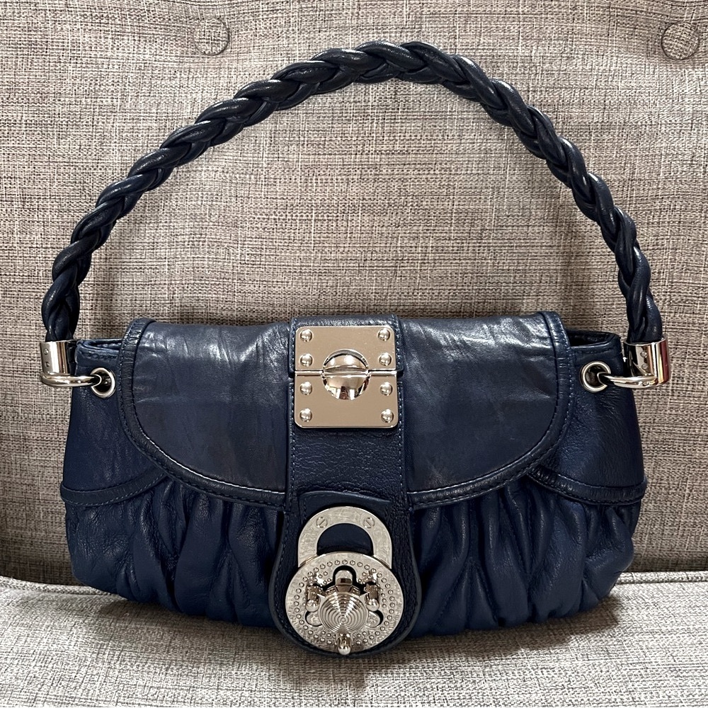 Steven By Steve Madden Vintage Genuine Leather Turn Lock Gathered Shoulder Bag